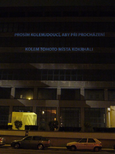 Facade (NG's Cock), Projection onto the Modern Art Collection building of Prague's National Gallery, 2008