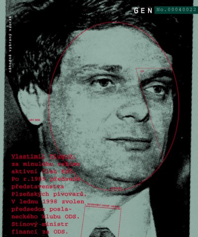 Vlastimil Tlustý: active member of KSČ during the former regime. After 1989 President of the Board of Directors of Pilsen‘s Breweries. In January 1998 elected head of the ODS faction of the Czech Parliament and shadow Minister of Finance., Cprint, 100x120 cm, 2000