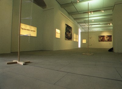 Installation view of Uberlebens Kunst with Editorial from Pode Bal, 2000