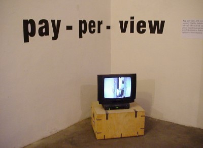 Part of the video installation Pay Per View in Gallery NoD, Prague, 2001