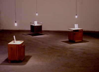 Night tables; part of the video installation Pay Per View, 2001