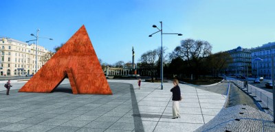 3D architectural simulation of Schwarzenbergplatz after the return of the Monument “Suffering of the 6th Army”, part of the exhibition Niemandsland, Künstlerhaus Vienna, Cprint, variable size, 2004