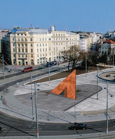 3D architectural simulation of Schwarzenbergplatz after the return of the Monument “Suffering of the 6th Army”, detail, 2004